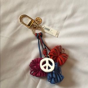 Tory Burch Peace Pom Pom Key Fob
